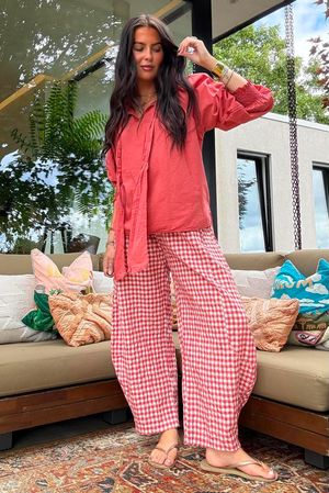 Nonni Gingham 7/8 Barrel Pant Jam